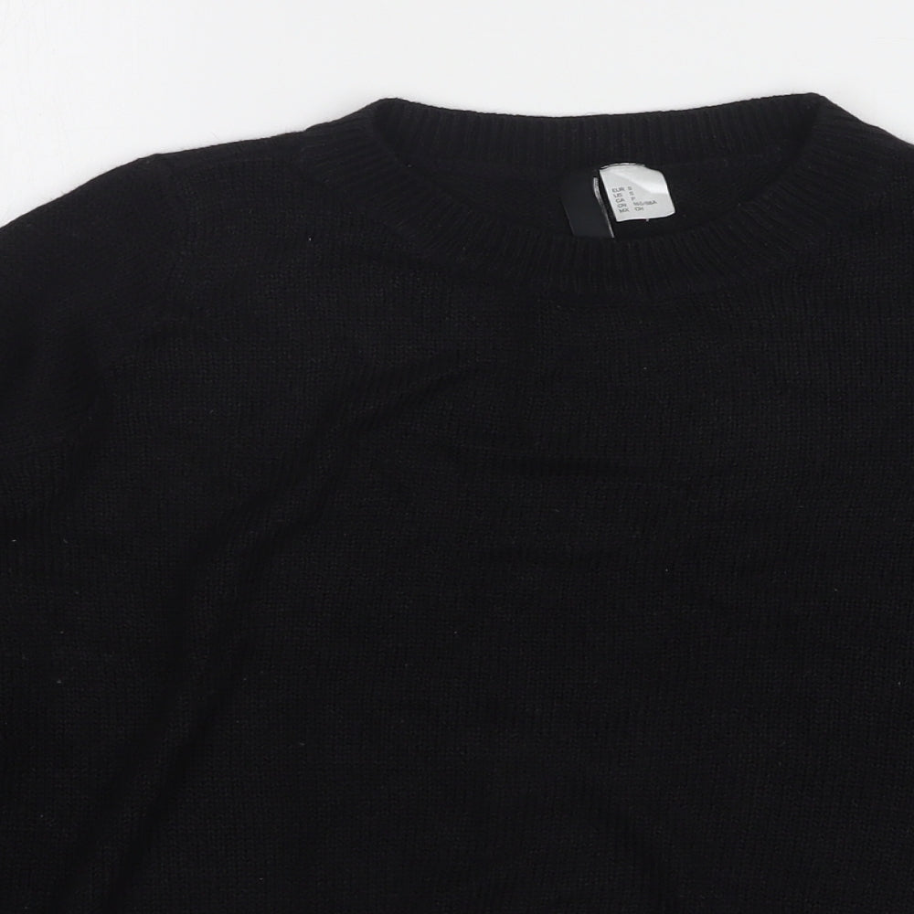 H&M Womens Black Round Neck  Acrylic Pullover Jumper Size L