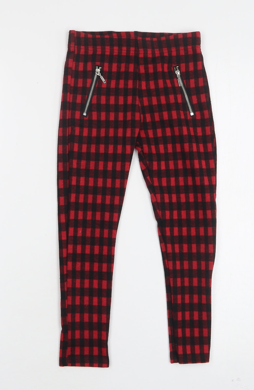 F&F Girls Red Check Polyester Capri Trousers Size 5-6 Years  Regular