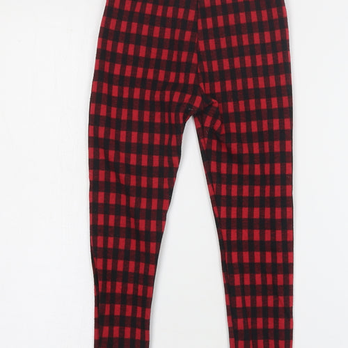 F&F Girls Red Check Polyester Capri Trousers Size 5-6 Years  Regular