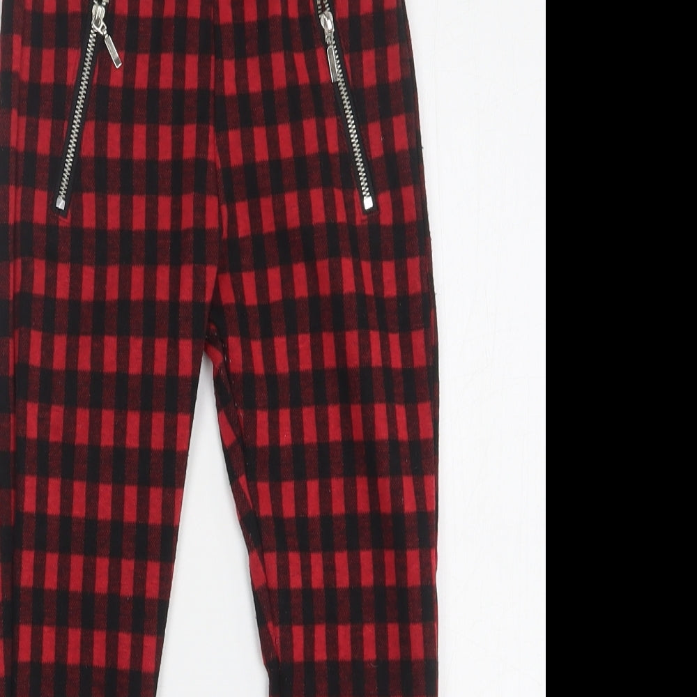 F&F Girls Red Check Polyester Capri Trousers Size 5-6 Years  Regular