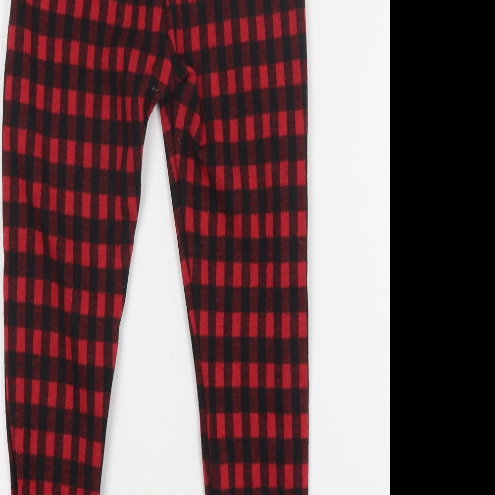 F&F Girls Red Check Polyester Capri Trousers Size 5-6 Years  Regular
