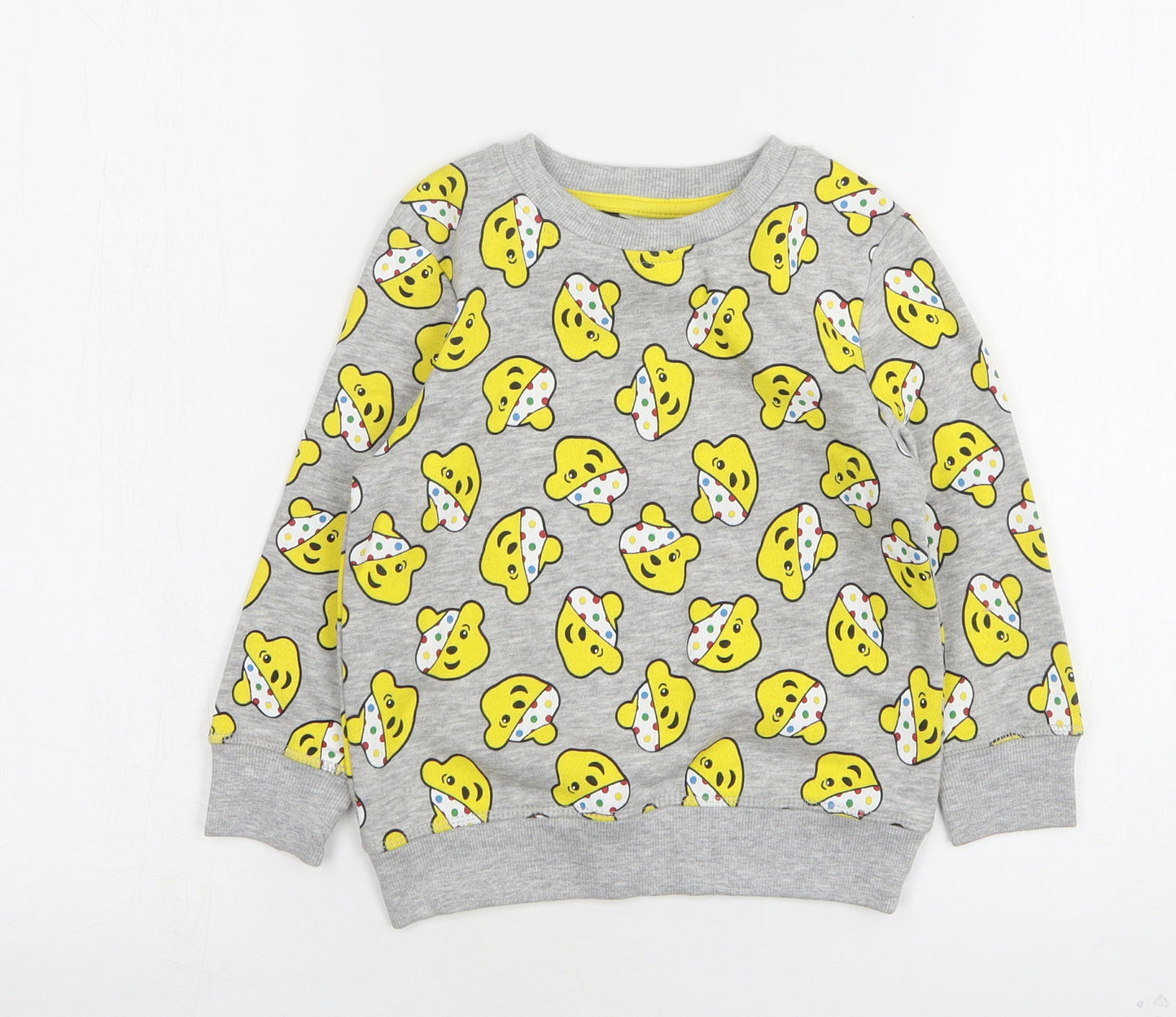 George Girls Grey Geometric Cotton Pullover Sweatshirt Size 2-3 Years   - Pudsey