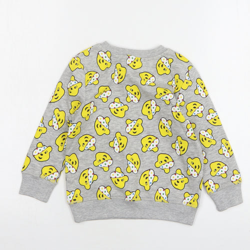 George Girls Grey Geometric Cotton Pullover Sweatshirt Size 2-3 Years   - Pudsey