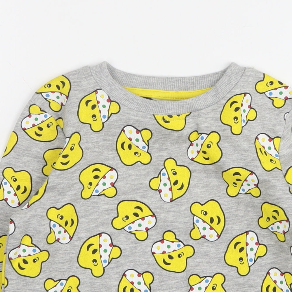 George Girls Grey Geometric Cotton Pullover Sweatshirt Size 2-3 Years   - Pudsey