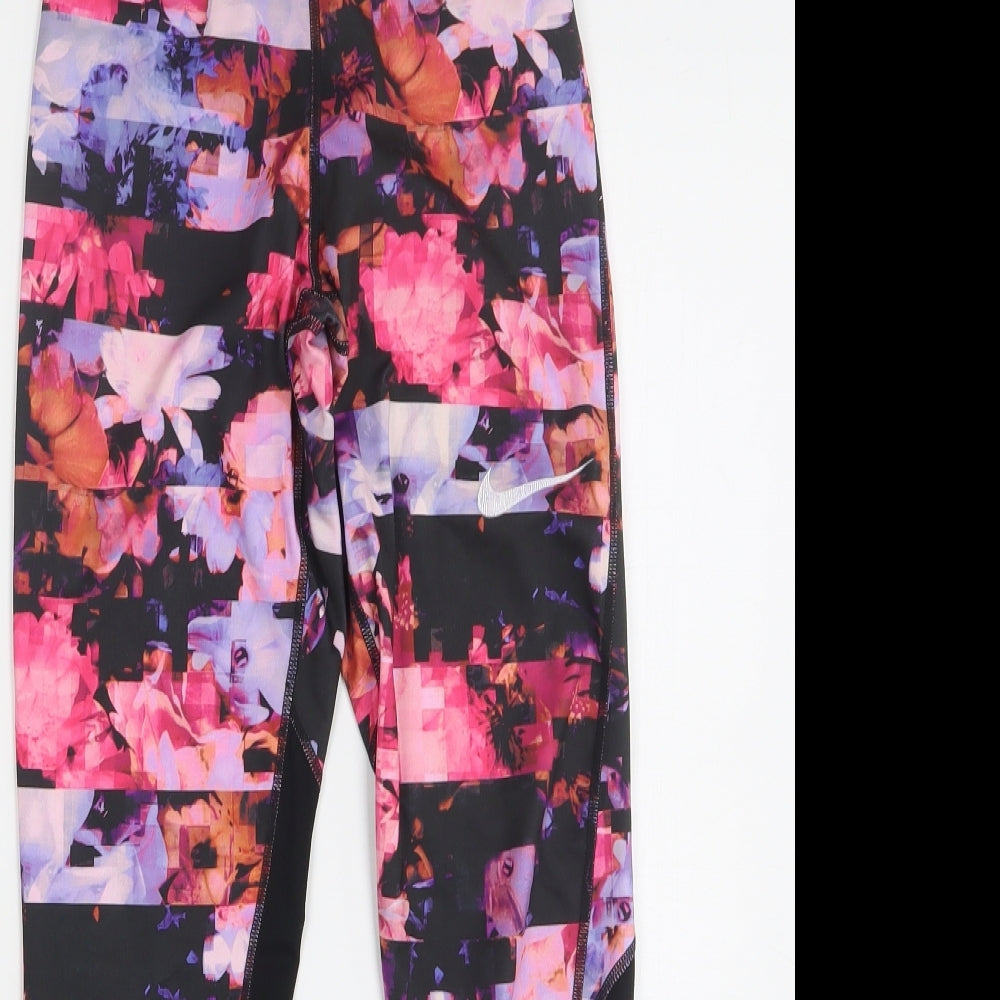 Nike Girls Multicoloured Floral Polyester Sweatpants Trousers Size 12-13 Years  Regular