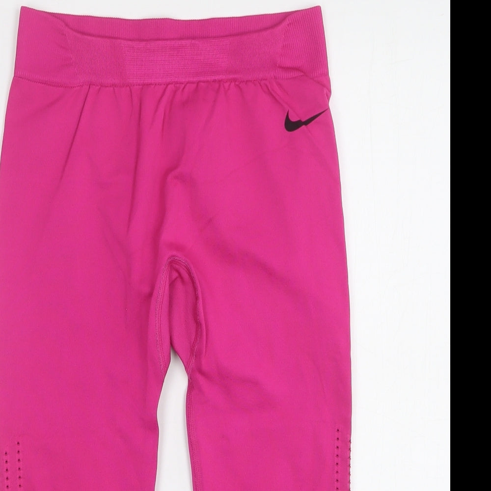 Nike Womens Pink  Polyester Pedal Pusher Leggings Size S L19 in Regular