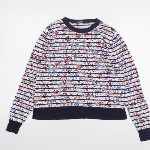 Oasis Womens Multicoloured Round Neck Floral Cotton Pullover Jumper Size L