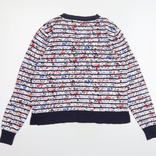 Oasis Womens Multicoloured Round Neck Floral Cotton Pullover Jumper Size L
