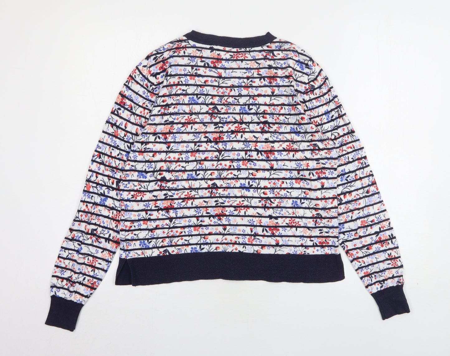 Oasis Womens Multicoloured Round Neck Floral Cotton Pullover Jumper Size L