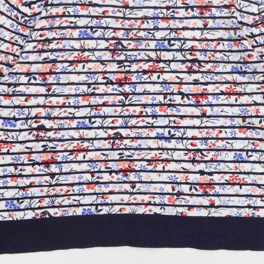 Oasis Womens Multicoloured Round Neck Floral Cotton Pullover Jumper Size L