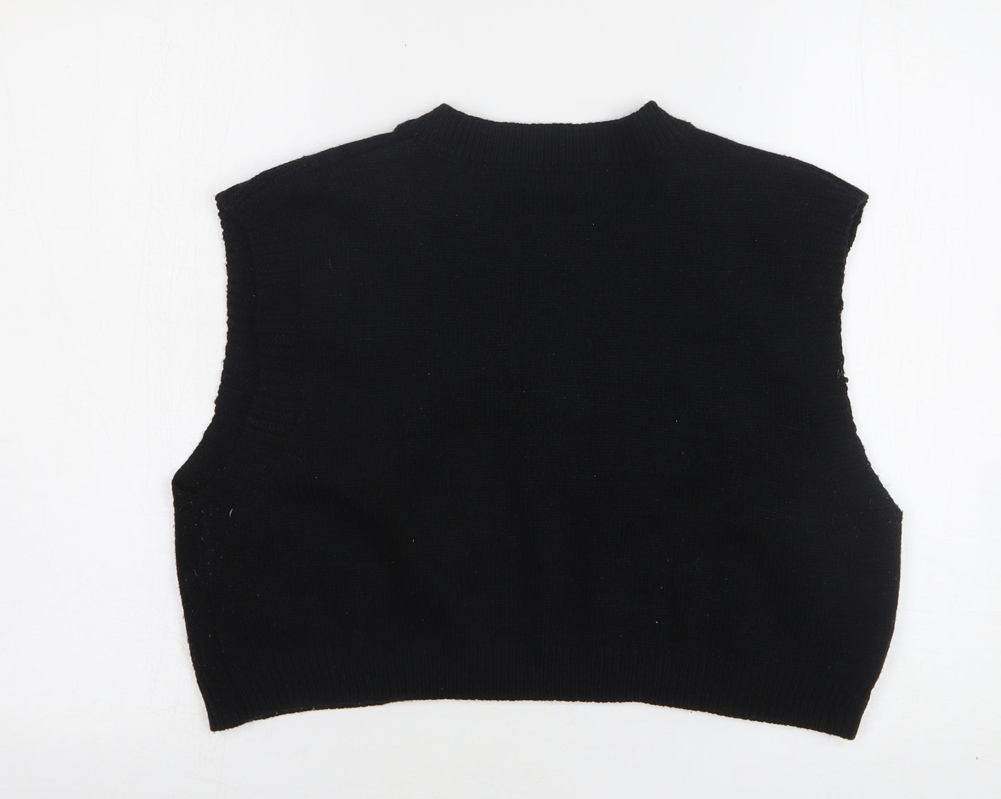 Shein  Womens Black V-Neck  Acrylic Vest Jumper Size 12   - Cropped