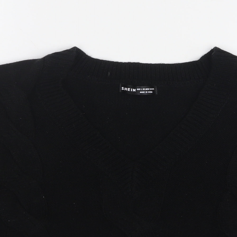 Shein  Womens Black V-Neck  Acrylic Vest Jumper Size 12   - Cropped