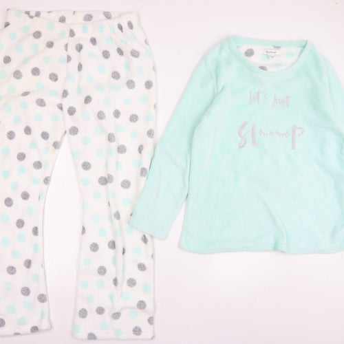 Primark Womens Green Polka Dot Polyester Top Pyjama Set Size 14