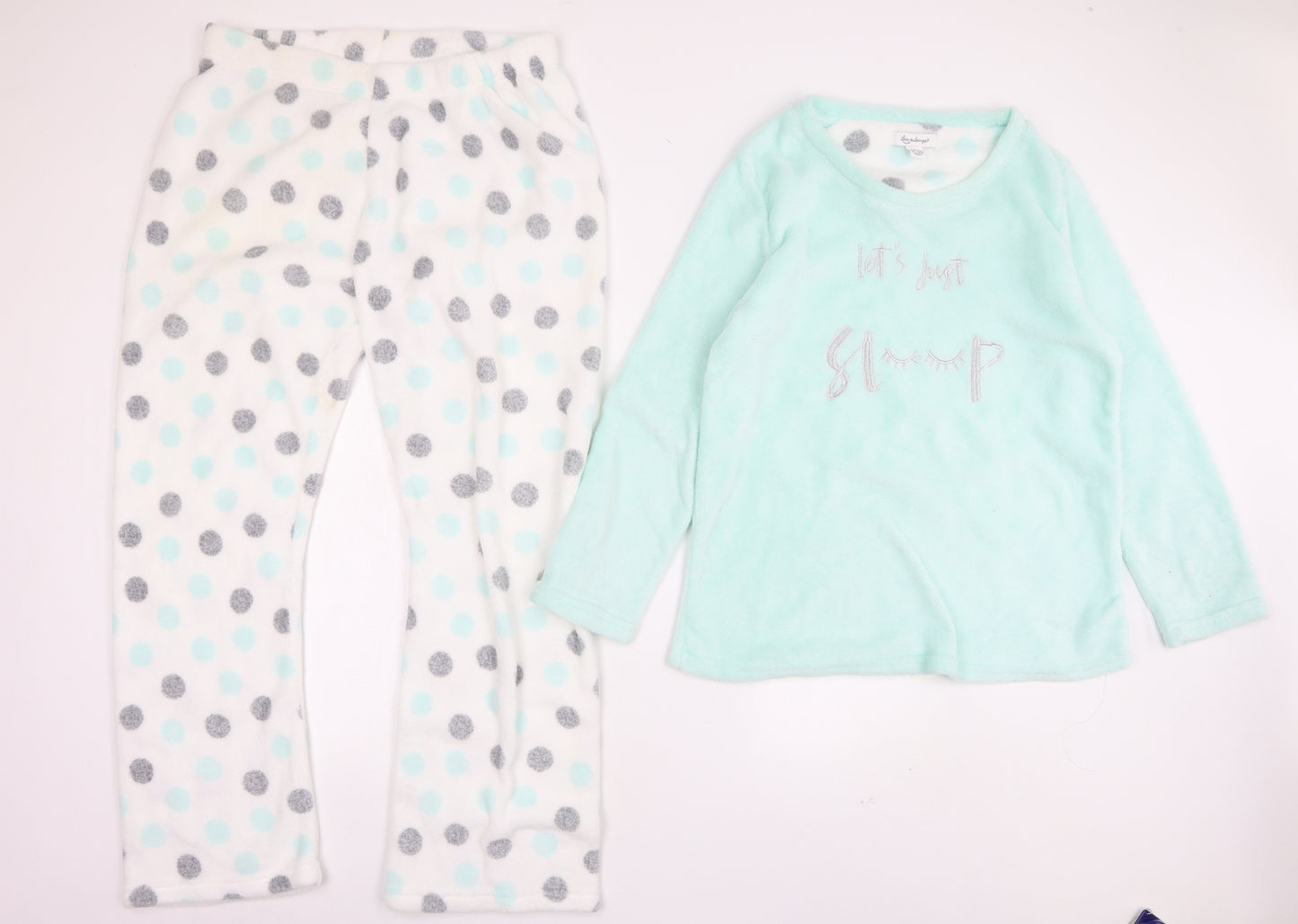 Primark Womens Green Polka Dot Polyester Top Pyjama Set Size 14