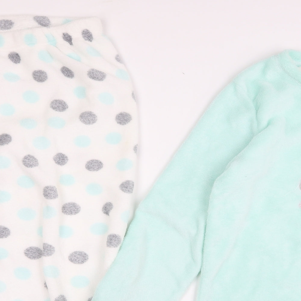 Primark Womens Green Polka Dot Polyester Top Pyjama Set Size 14