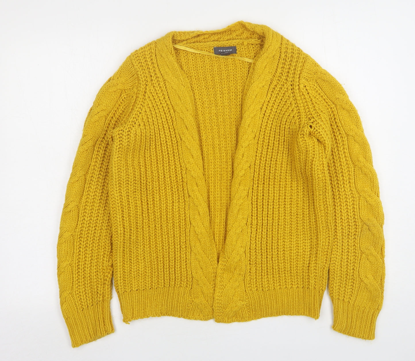Primark Womens Yellow V-Neck  Acrylic Cardigan Jumper Size 4