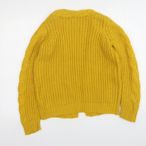 Primark Womens Yellow V-Neck  Acrylic Cardigan Jumper Size 4