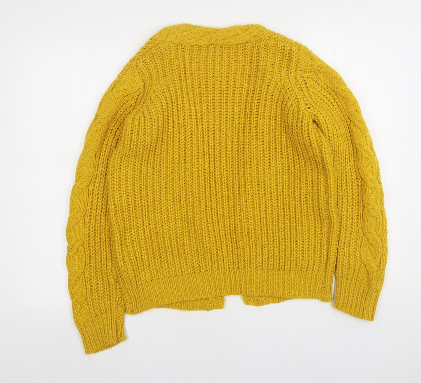 Primark Womens Yellow V-Neck  Acrylic Cardigan Jumper Size 4