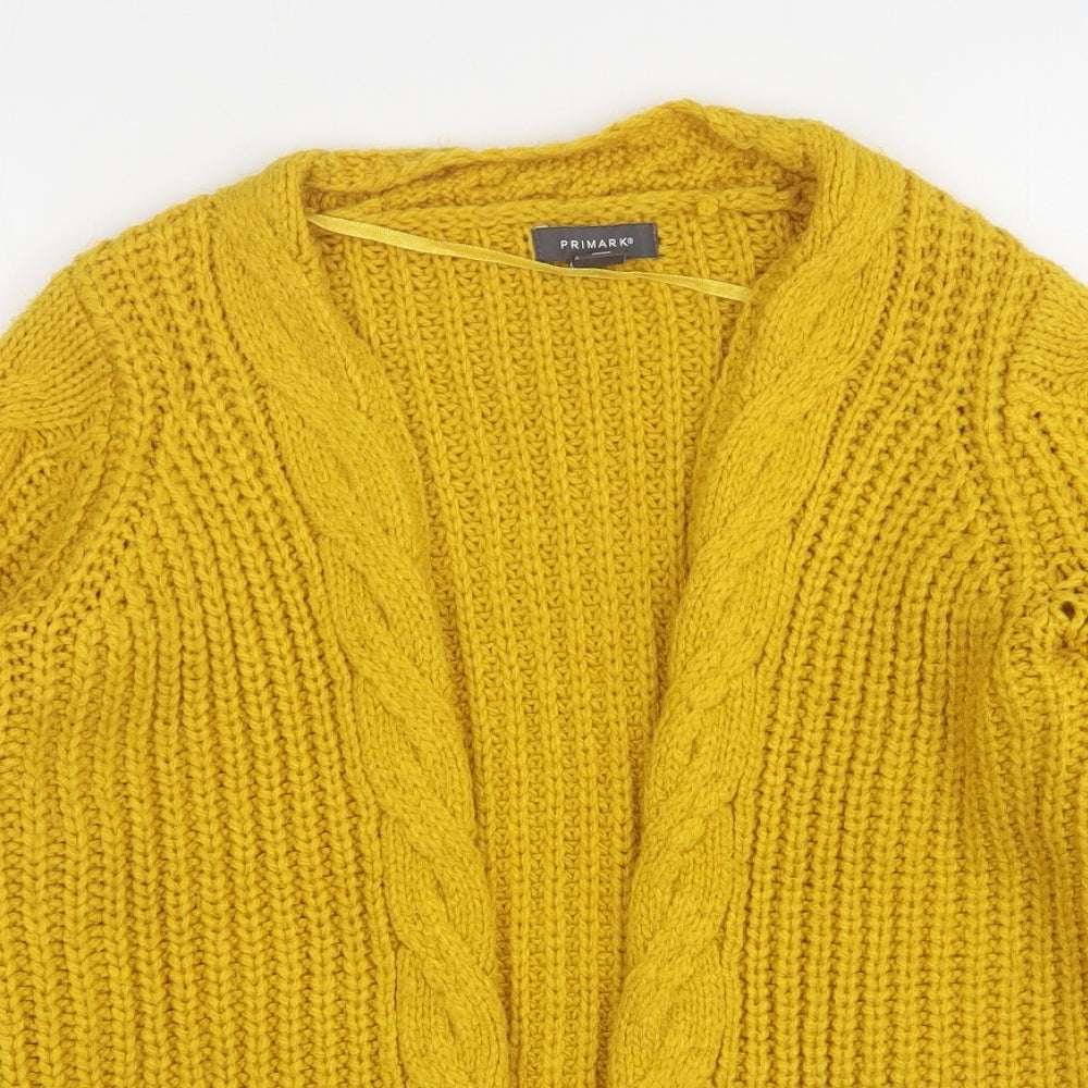 Primark Womens Yellow V-Neck  Acrylic Cardigan Jumper Size 4