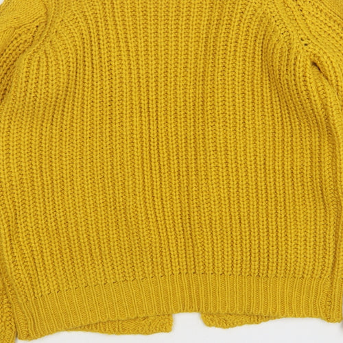 Primark Womens Yellow V-Neck  Acrylic Cardigan Jumper Size 4