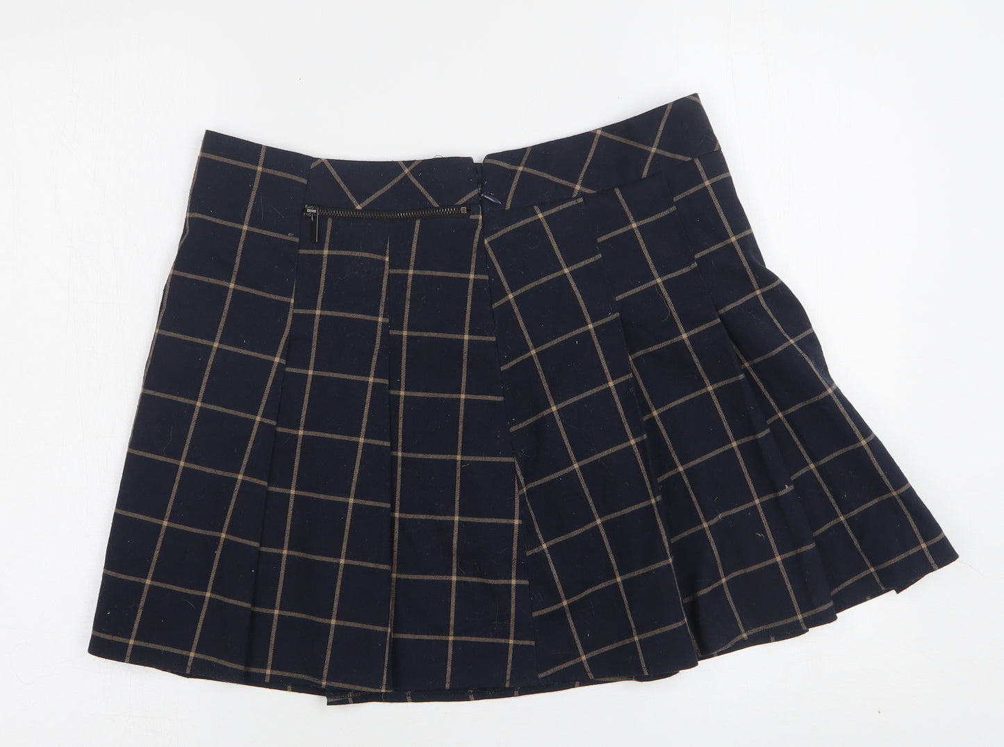 F&F Womens Blue Check Polyester Skater Skirt Size 12