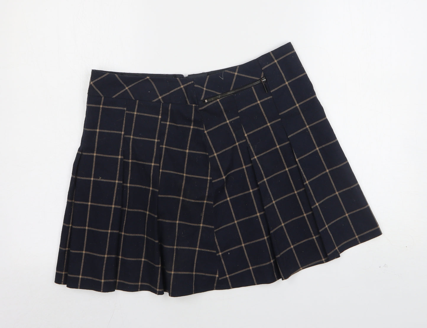 F&F Womens Blue Check Polyester Skater Skirt Size 12