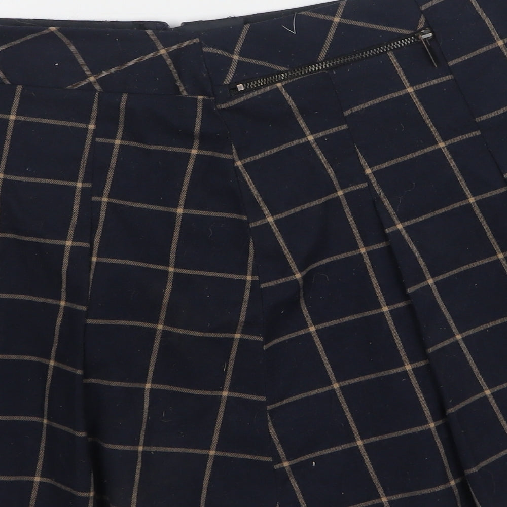 F&F Womens Blue Check Polyester Skater Skirt Size 12