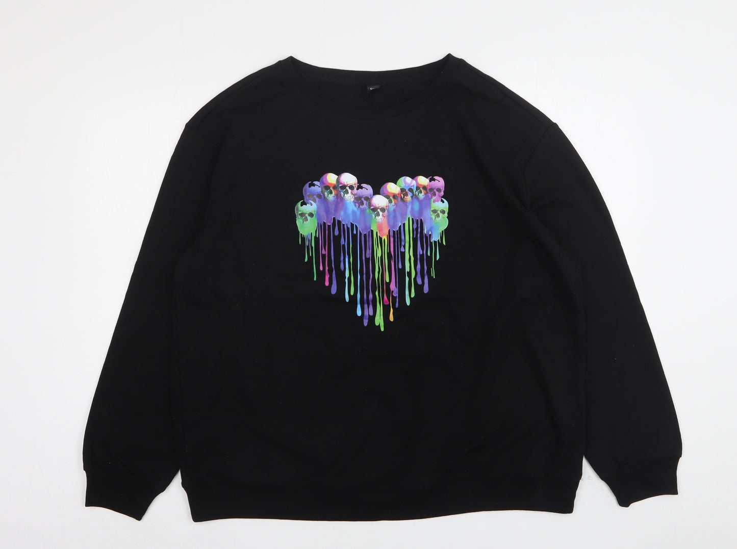 Shein  Womens Black  Cotton Pullover Sweatshirt Size XL