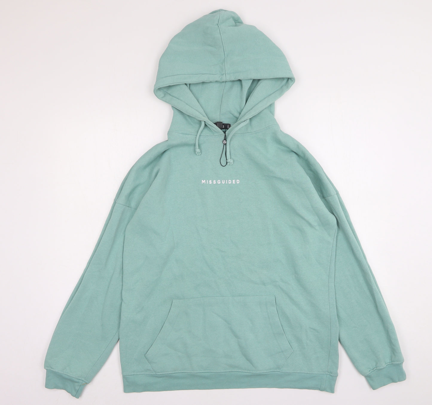 Missguided Womens Green  Cotton Pullover Hoodie Size 8