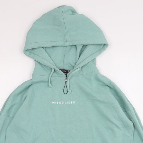 Missguided Womens Green  Cotton Pullover Hoodie Size 8