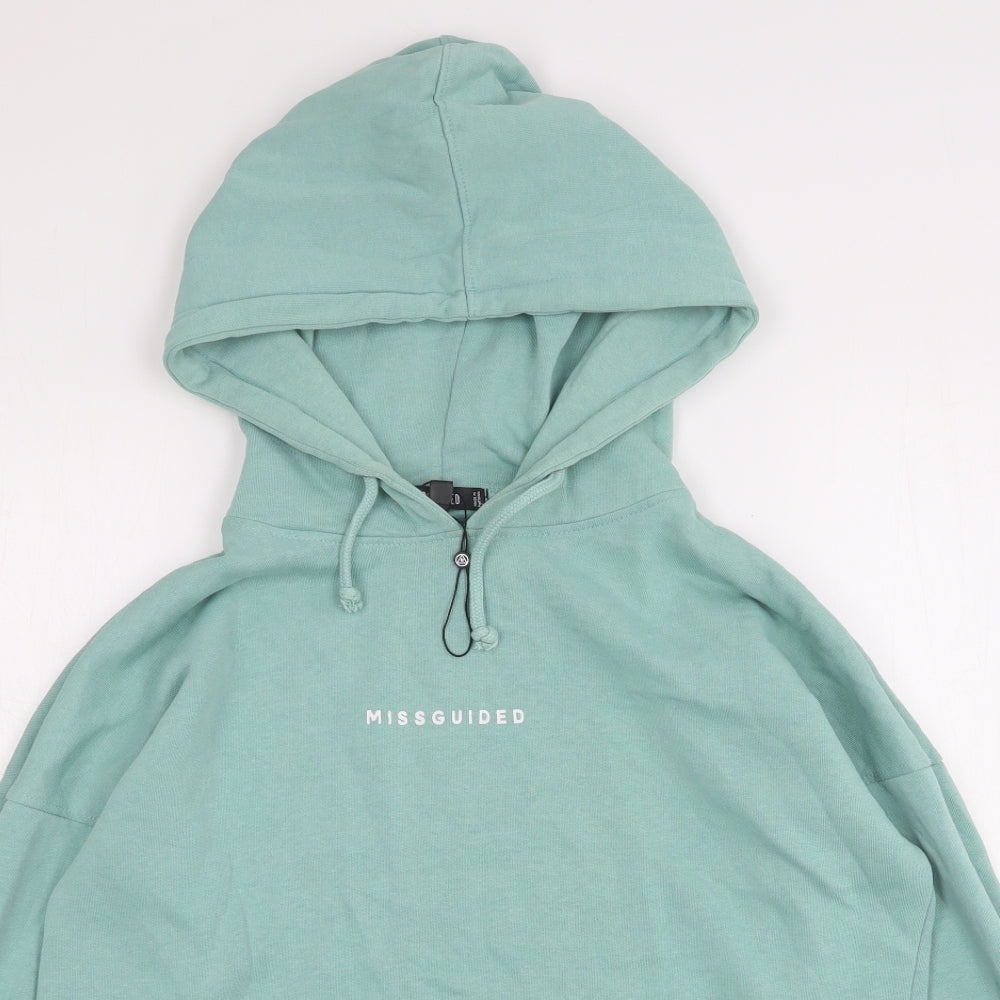 Missguided Womens Green  Cotton Pullover Hoodie Size 8