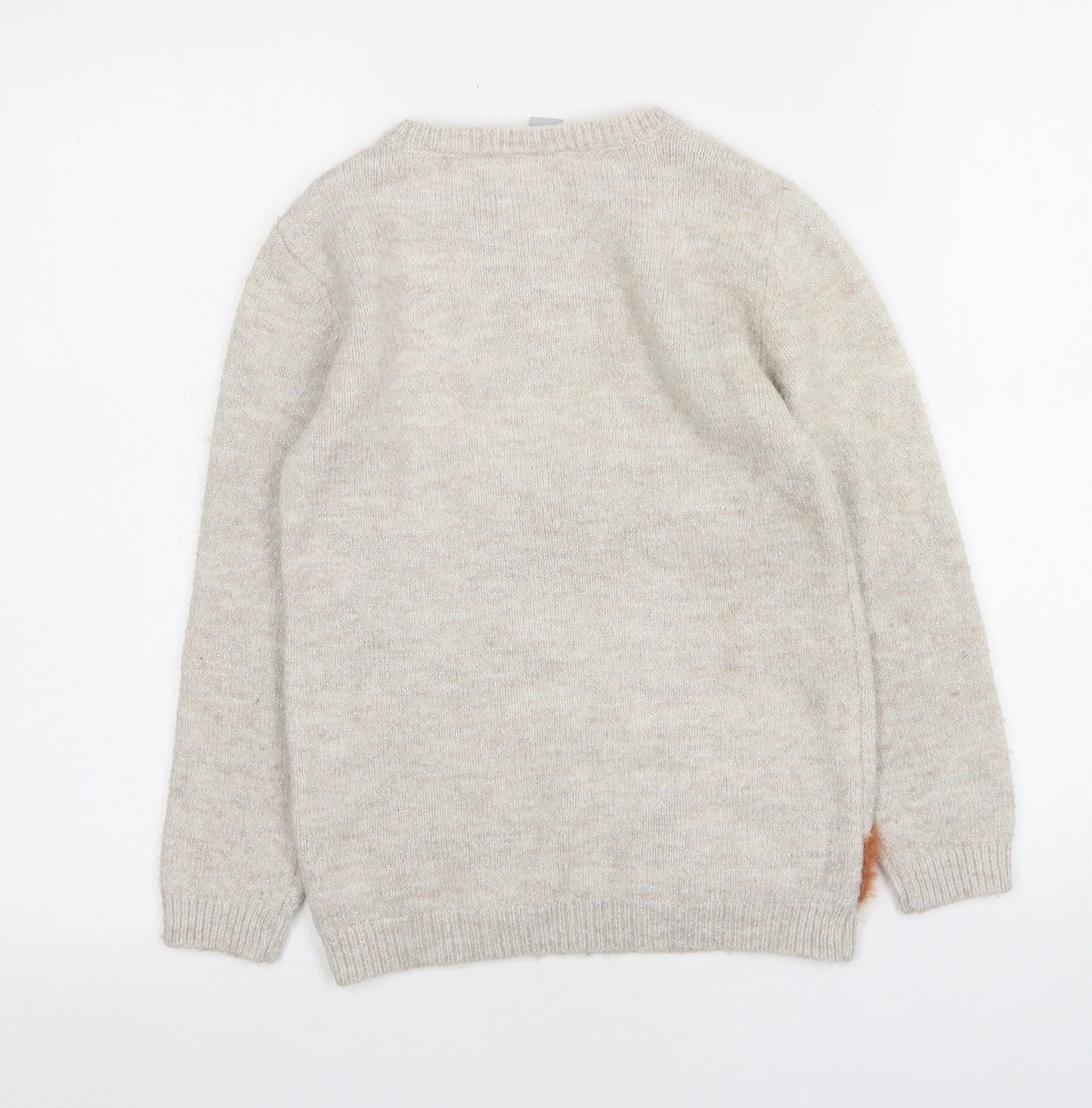 TU Girls Beige Round Neck  Acrylic Pullover Jumper Size 8 Years