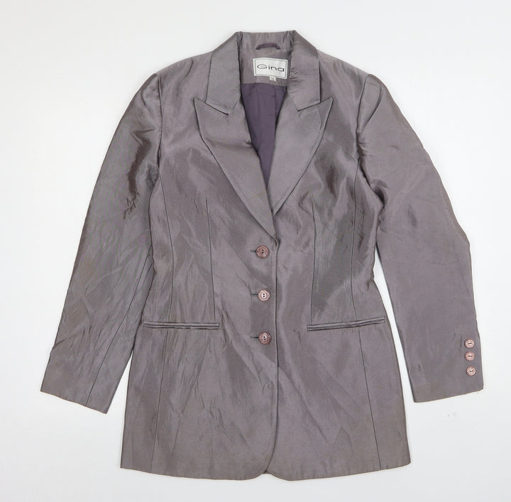 Gina Womens Silver Acetate Jacket Suit Jacket Size 10