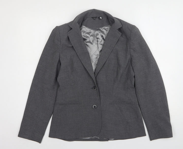 F&F Womens Grey Polyester Jacket Suit Jacket Size 10