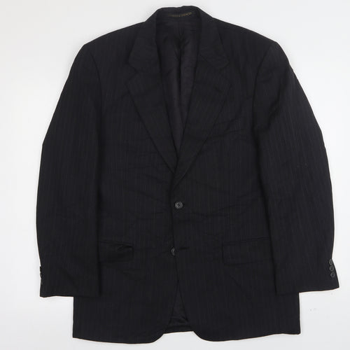 Marks and Spencer Mens Grey Striped Wool Jacket Suit Jacket Size 38
