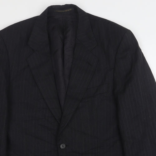 Marks and Spencer Mens Grey Striped Wool Jacket Suit Jacket Size 38
