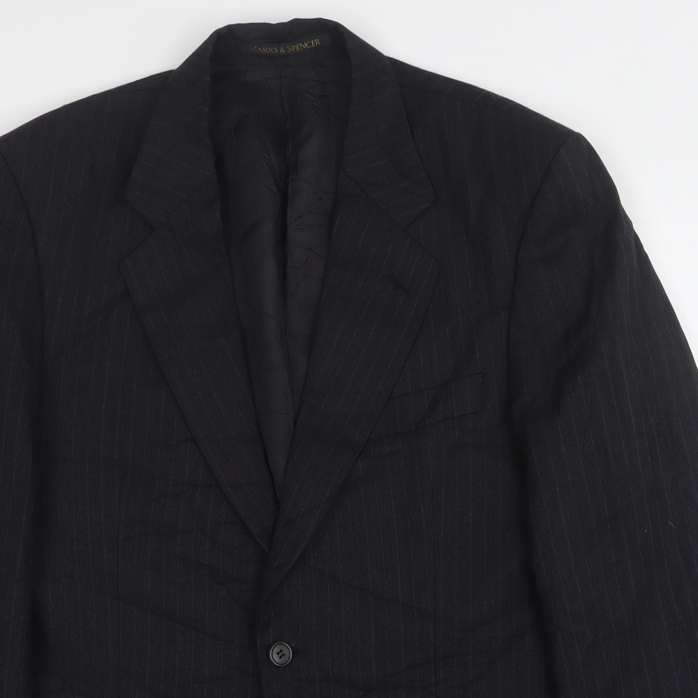 Marks and Spencer Mens Grey Striped Wool Jacket Suit Jacket Size 38