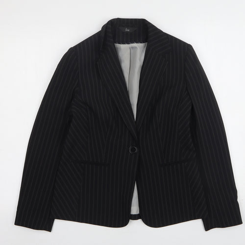 BHS Womens Black Striped Polyester Jacket Blazer Size 10