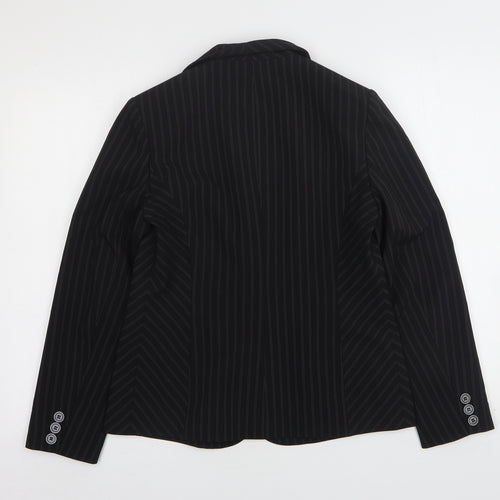 BHS Womens Black Striped Polyester Jacket Blazer Size 10