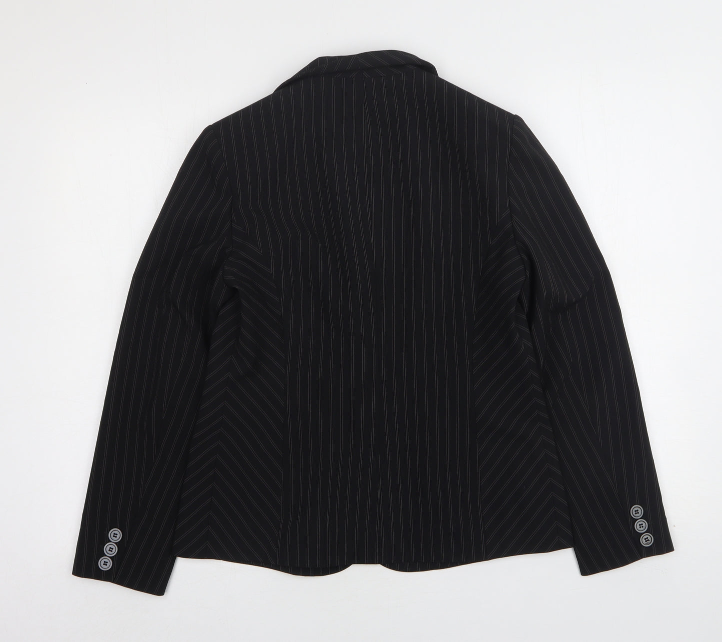 BHS Womens Black Striped Polyester Jacket Blazer Size 10