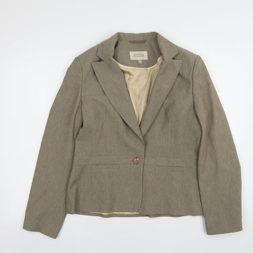 NEXT Womens Brown Striped Polyester Jacket Suit Jacket Size 14