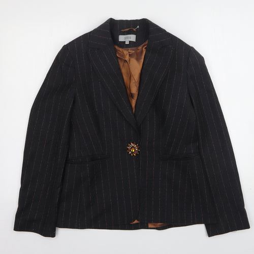 Marks and Spencer Womens Grey Striped Wool Jacket Suit Jacket Size 12