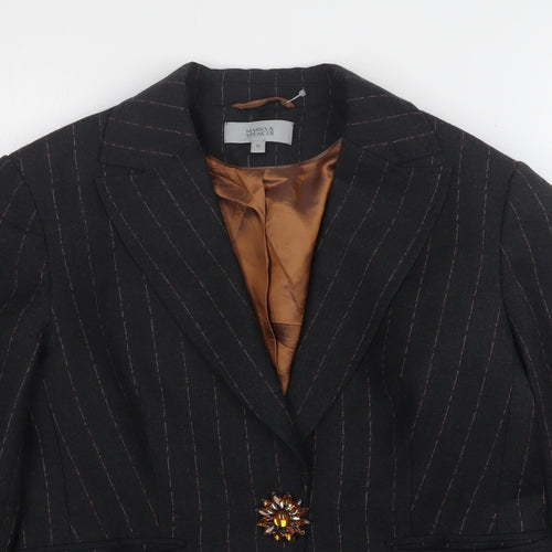 Marks and Spencer Womens Grey Striped Wool Jacket Suit Jacket Size 12