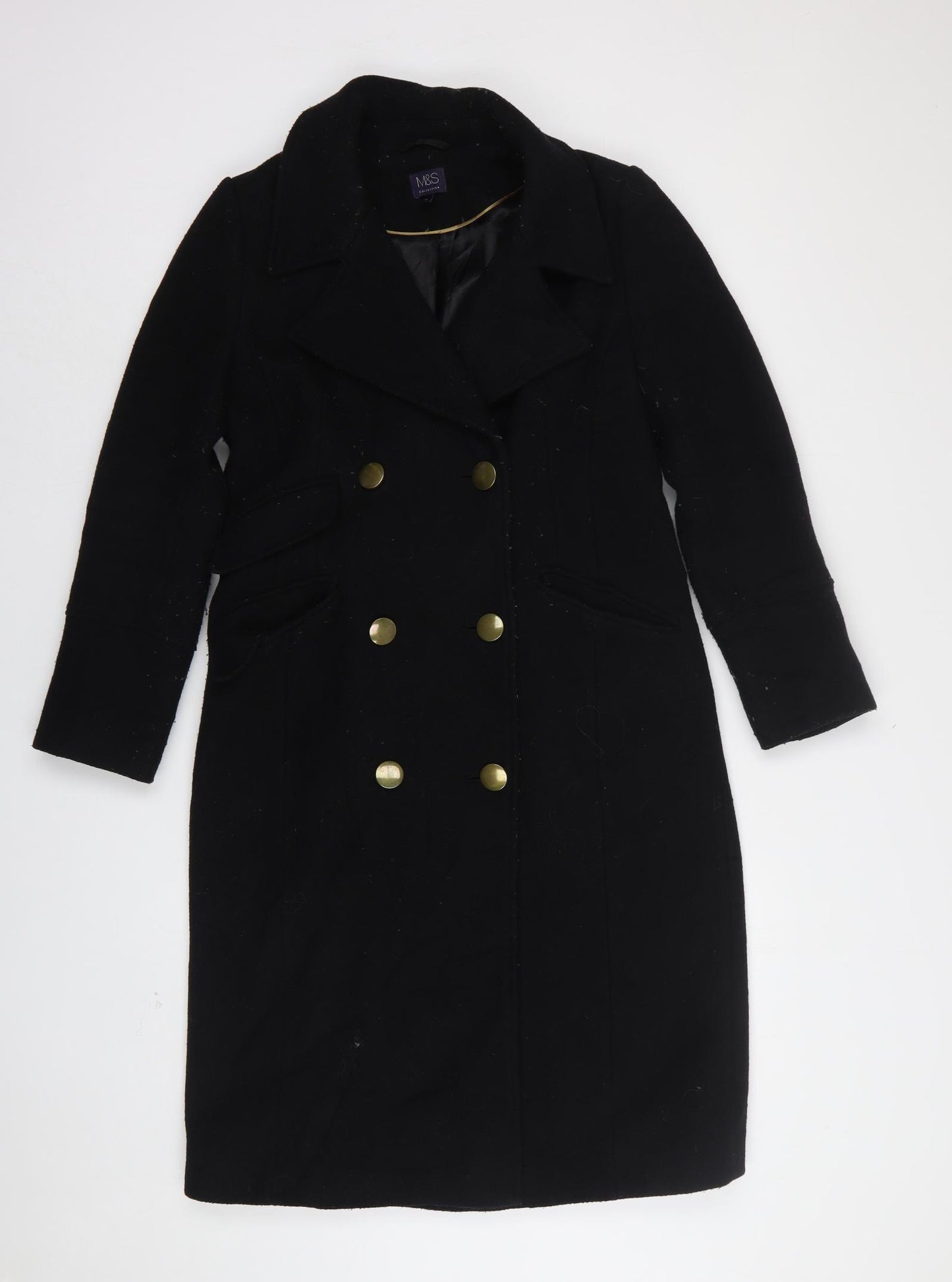 Marks and Spencer Womens Black   Overcoat Coat Size 10