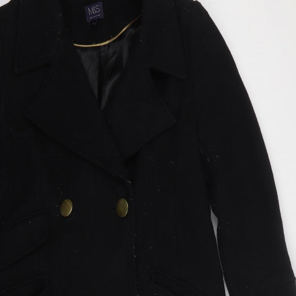 Marks and Spencer Womens Black   Overcoat Coat Size 10