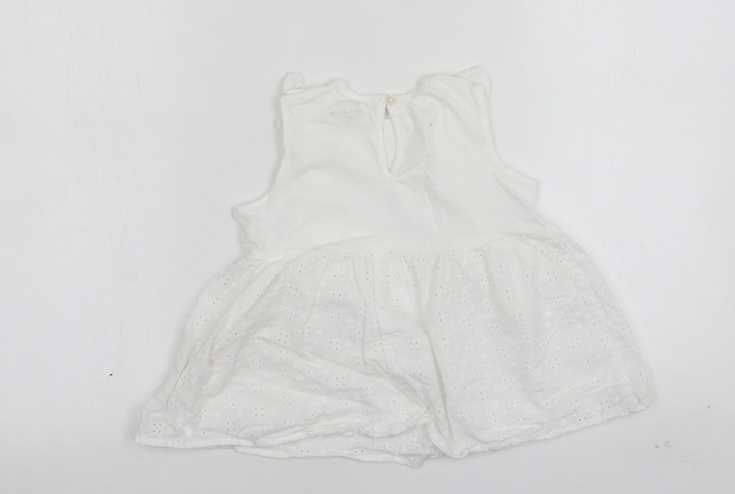 Jeff & Co Girls White Floral Cotton Basic Tank Size 4-5 Years Round Neck