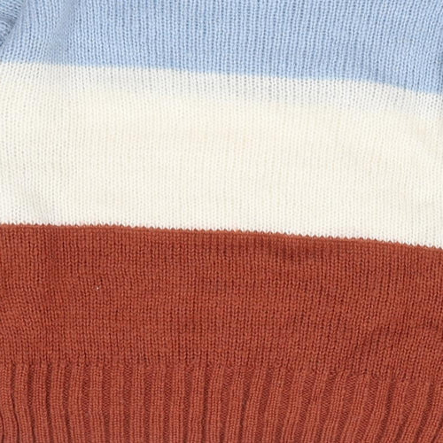 New Look  Girls Multicoloured Crew Neck Colourblock Acrylic Pullover Jumper Size 10-11 Years  Pullover