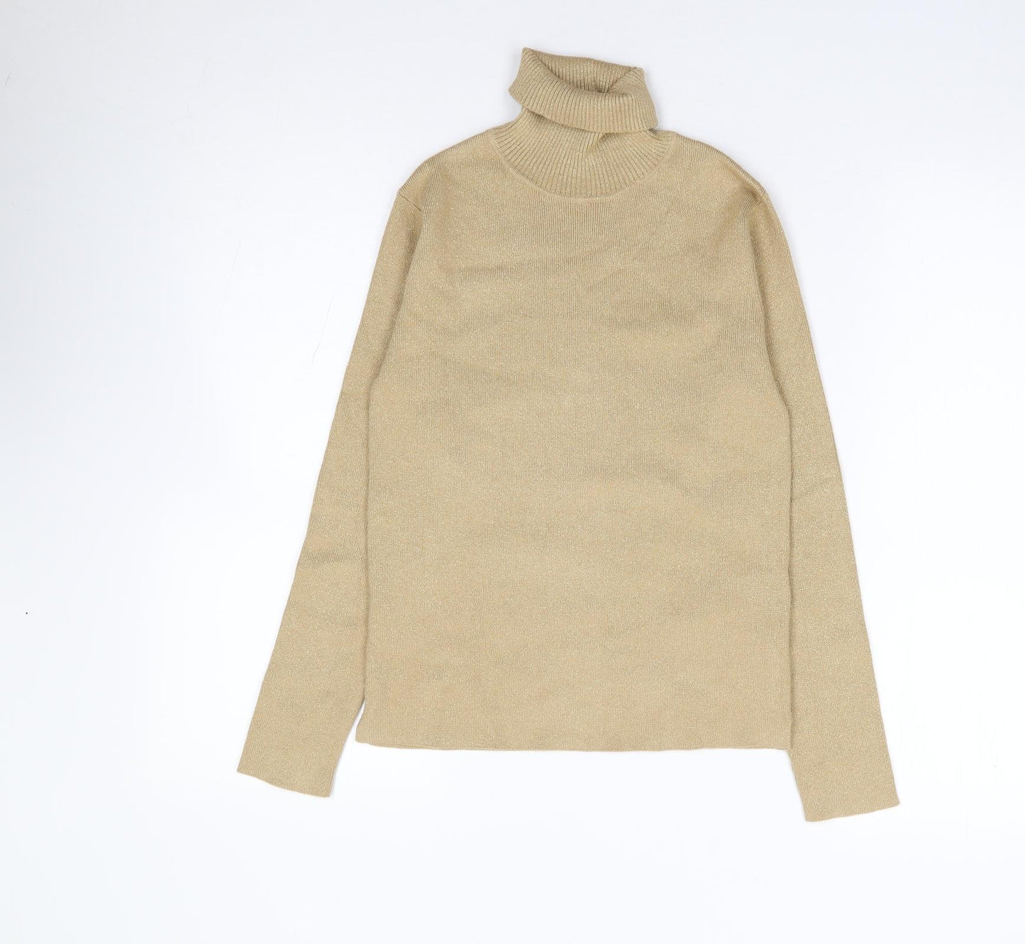 Zara Girls Gold Roll Neck  Viscose Pullover Jumper Size 11-12 Years  Pullover
