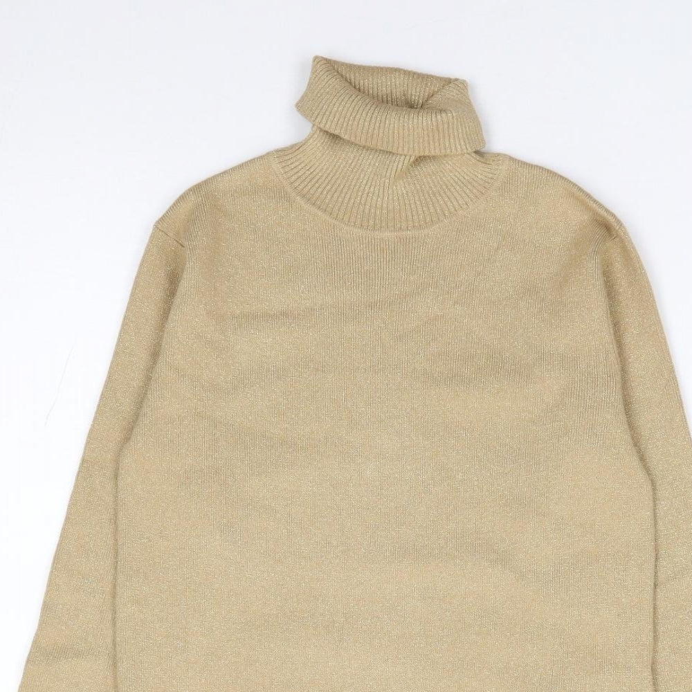 Zara Girls Gold Roll Neck  Viscose Pullover Jumper Size 11-12 Years  Pullover