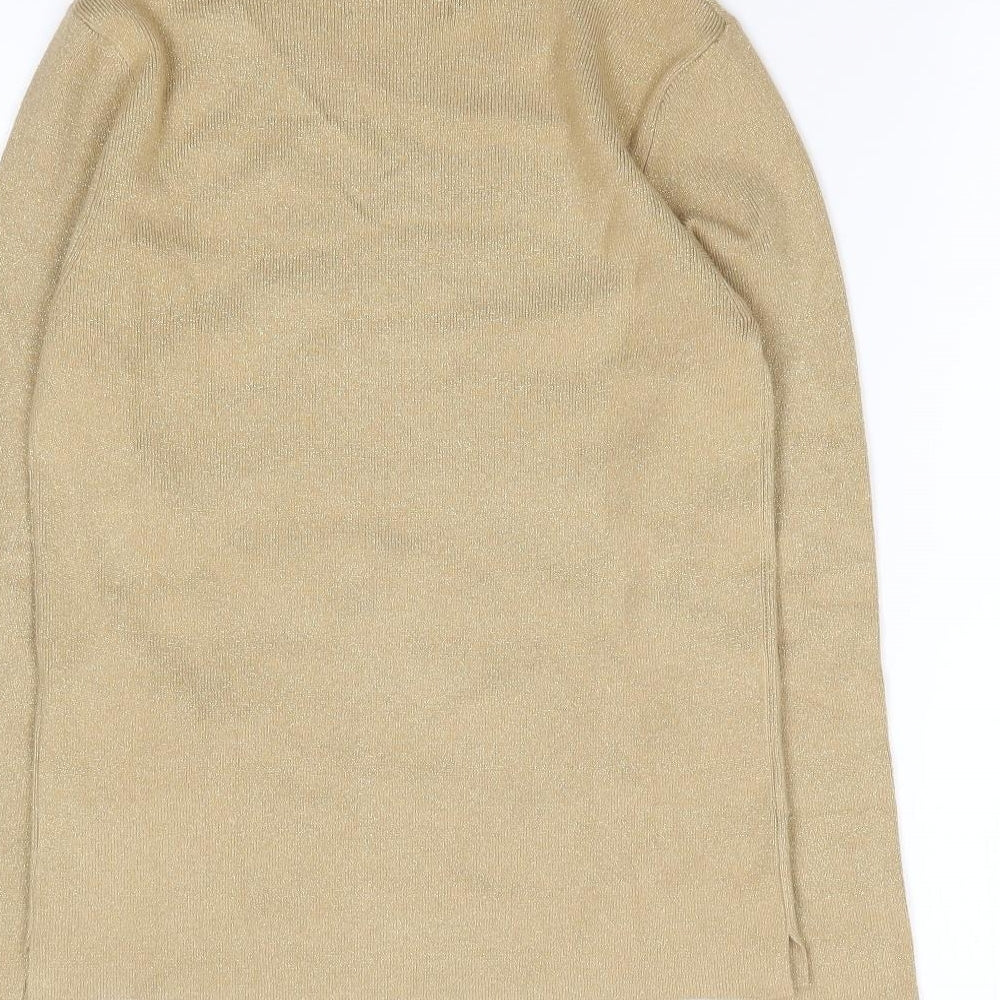 Zara Girls Gold Roll Neck  Viscose Pullover Jumper Size 11-12 Years  Pullover